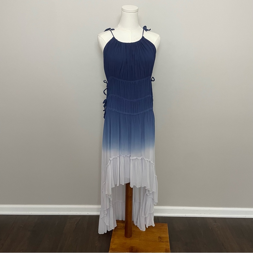 Young Fabulous & Broke Dress Ombré High Low Hem Beach Coastal Party Blue White